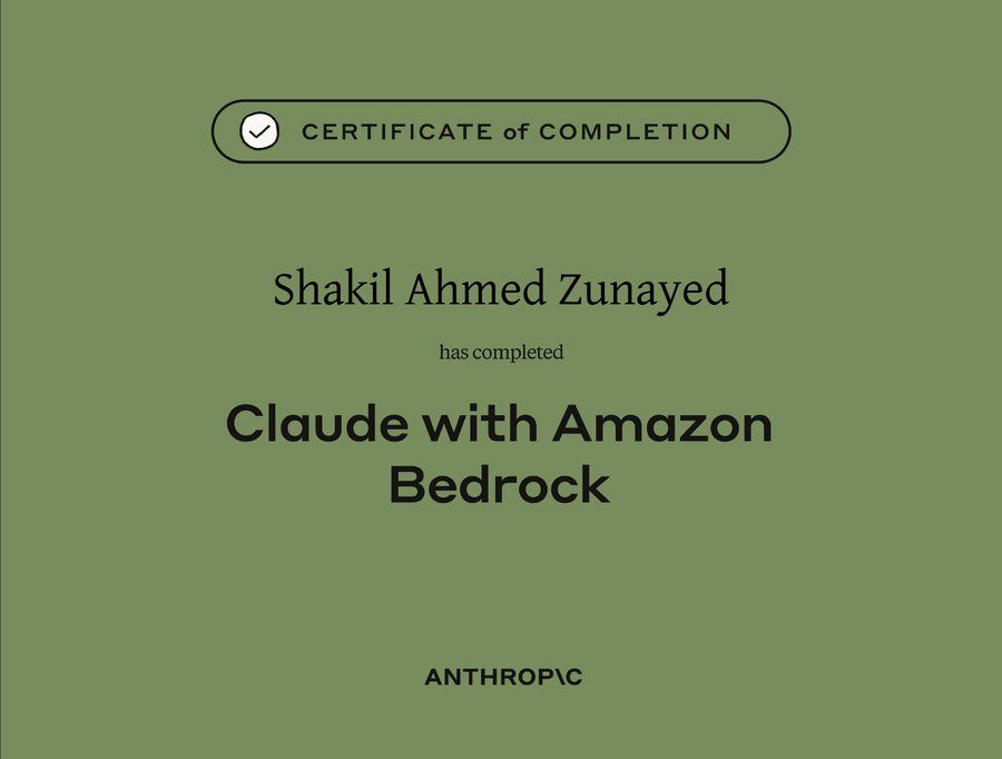 Claude with Amazon Bedrock certificate thumbnail
