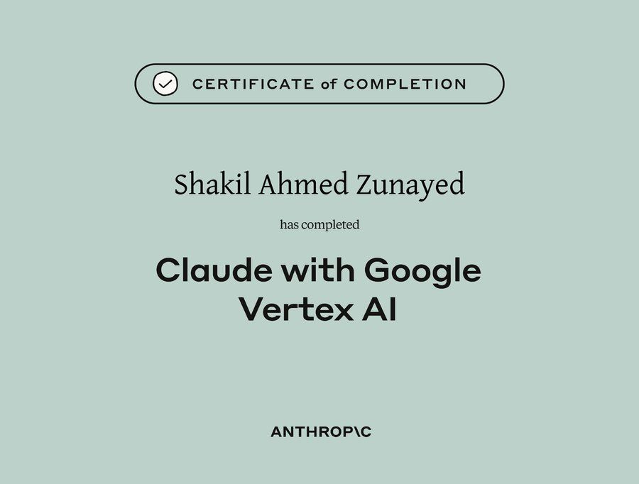 Claude with Google Vertex AI certificate thumbnail