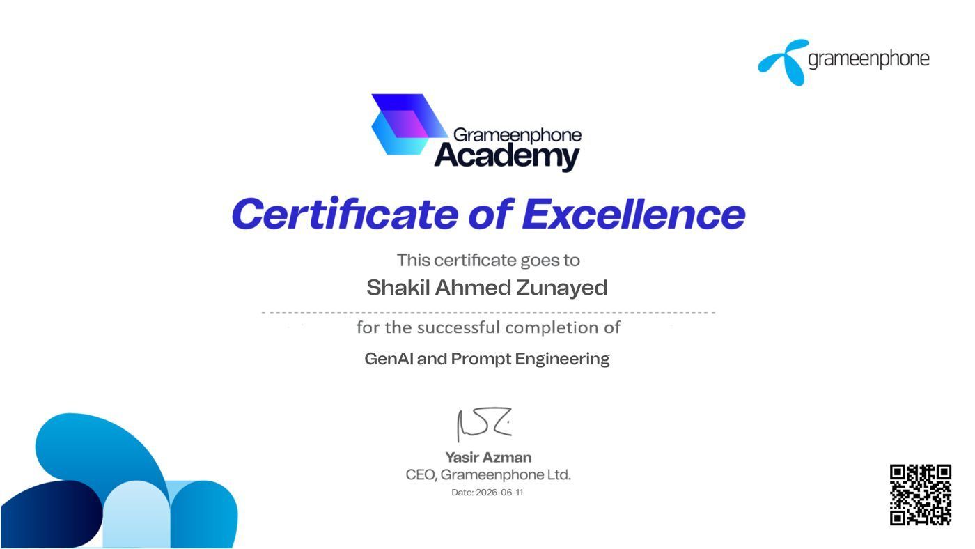 Grameenphone Academy - GenAI and Prompt Engineering certificate