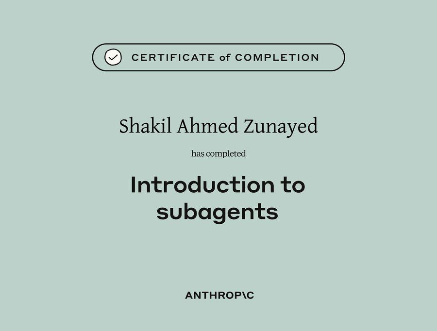 Introduction to Subagents certificate thumbnail